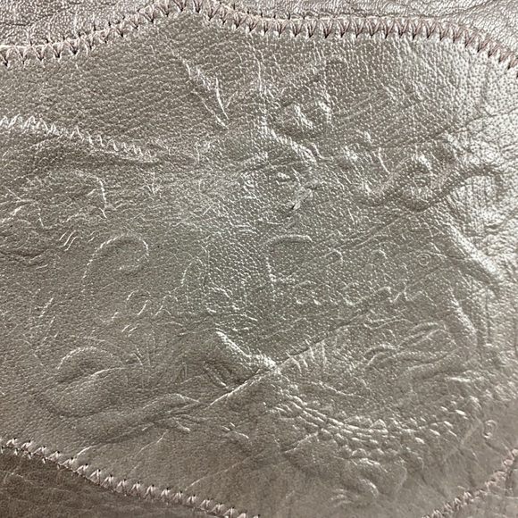 VINTAGE 70’s CARLOS FALCHI Gray Leather Crossbody Bag - Picture 6 of 17